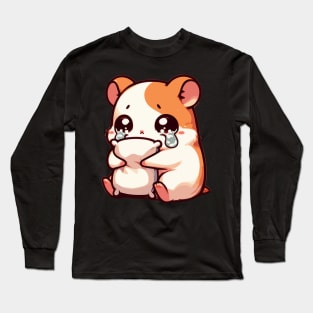 Kawaii Crying Sad Hamster Long Sleeve T-Shirt